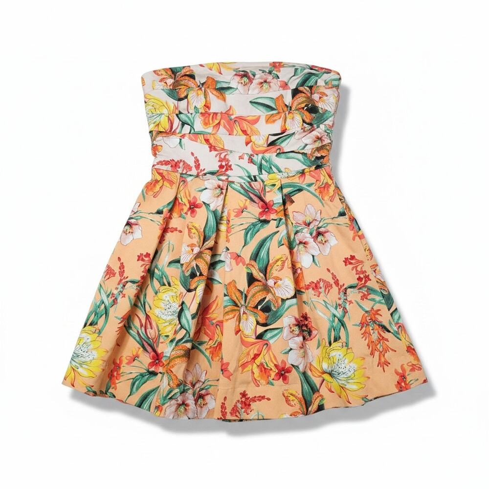 White House Black Market 10 Tropical Bustier Dress Coastal Preppy Glam Cocktail - Picture 2 of 5